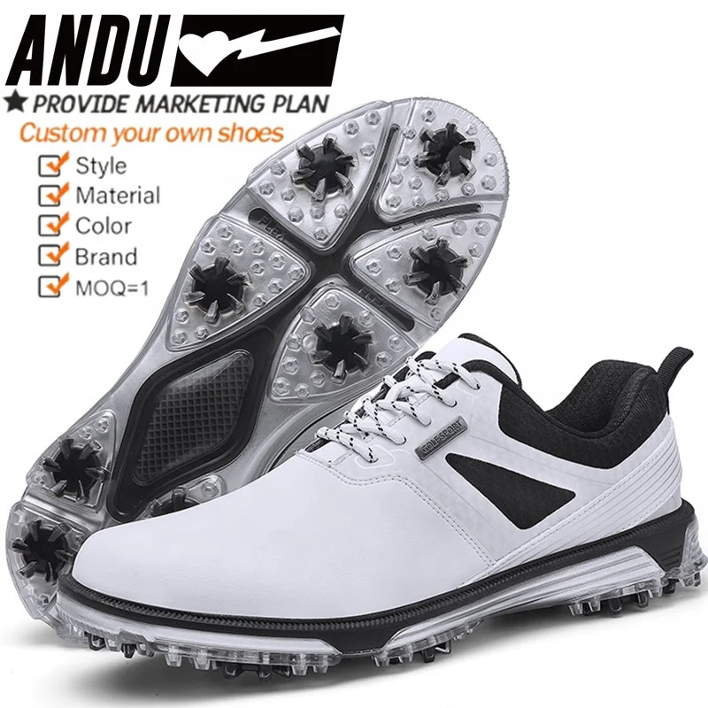 Waterproof Non-slip Spike Less Golf Shoes For Men Custom LOGO Waterproof Golf Sport Shoes Big Size 47