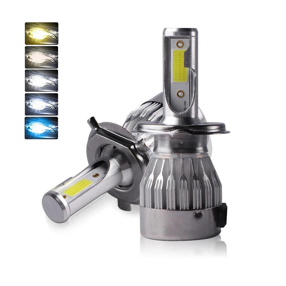 Low defective high power New Design waterproof 72W 7600LM Fanless 12V H4 H7 9005 9006 C6 china super bright LED Headlights