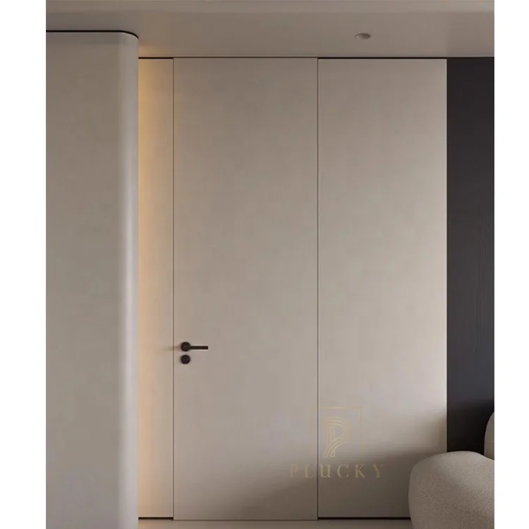 Foshan aluminum wood invisible frame  wall mounted secret door