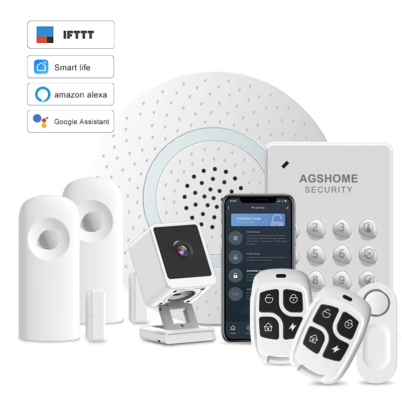 Tuya WiFi Alarm System Smart Home Security System Smart Life WiFi Alert Kit DIY  Factory Selling App Alerts Security Camera