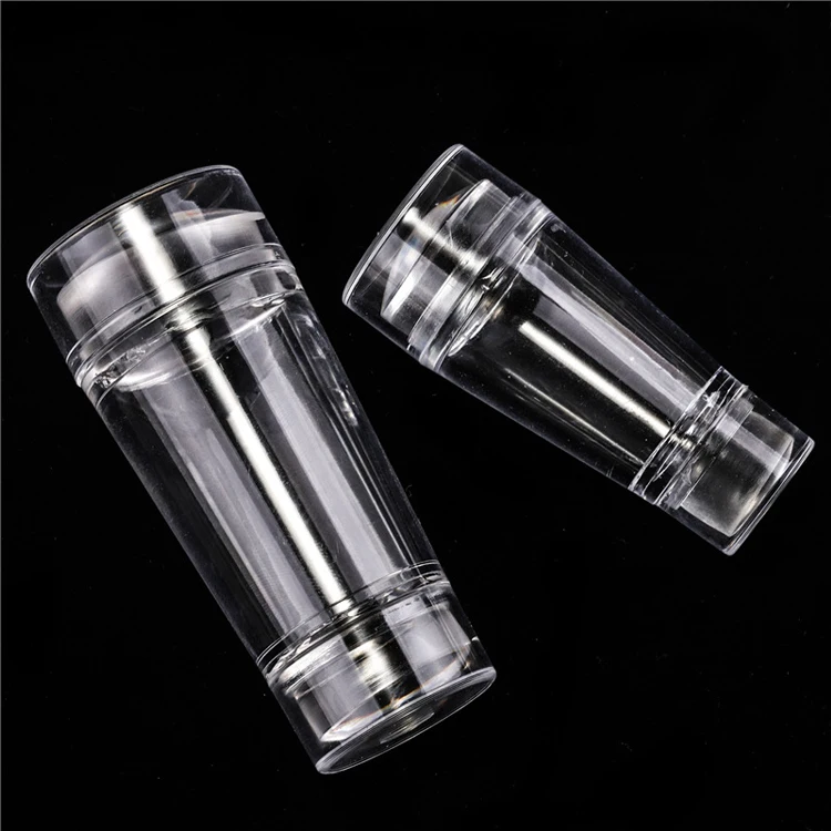 DIY Manicure Nail Art Tool 2 Sizes Double Head Transparent Stamp Manicure Tool Silicone Nail Art Stamper with Scraper