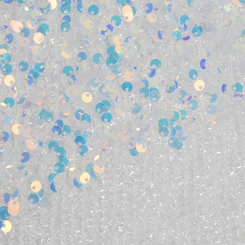 100 % Polyester Foam Fabric Iridescent Sequin Embroidery Sequin Fabric For Garment