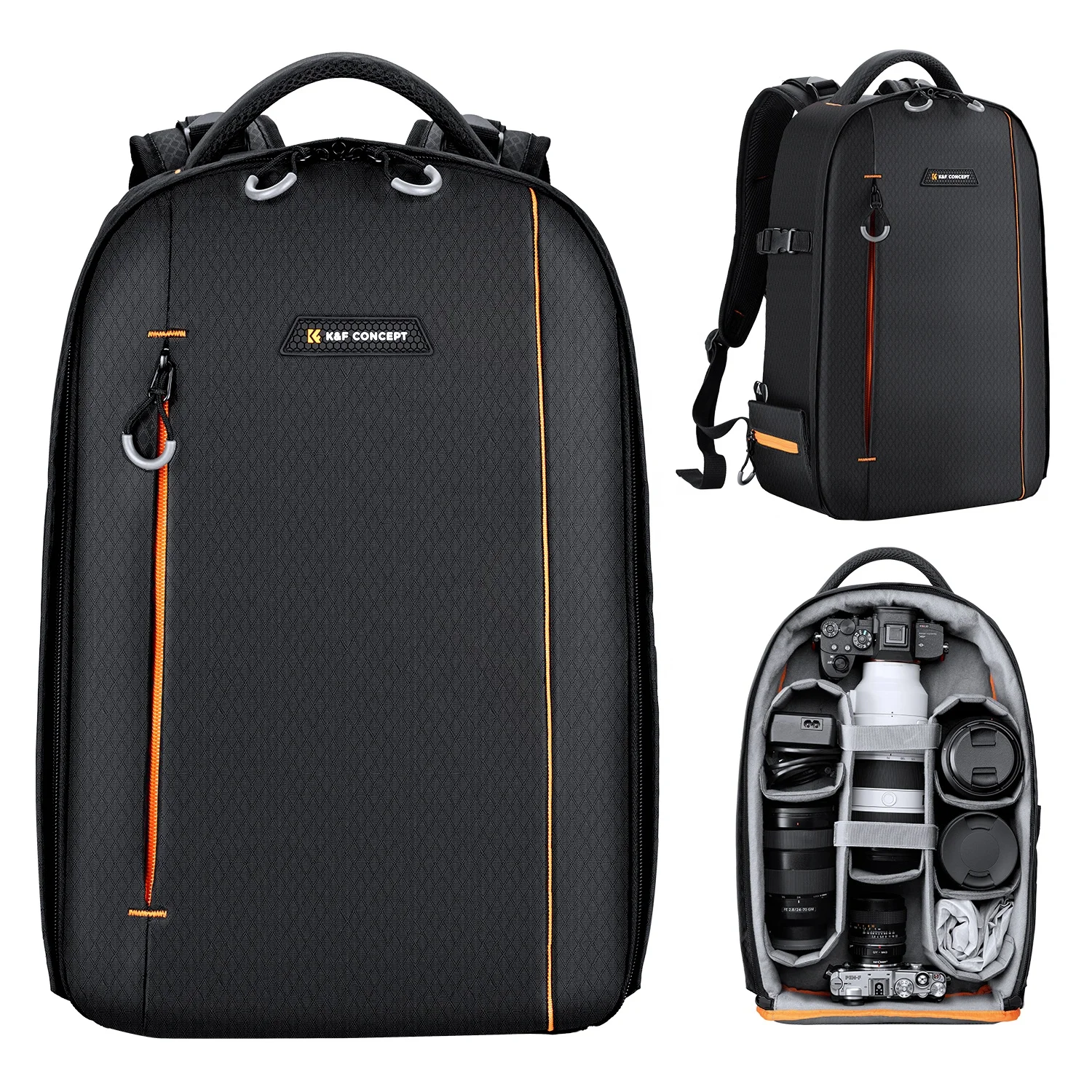 K&F Concept DSLR Camera Backpack Waterproof camera bag for SLR/DSLR cameras lenses and accessories in black (1600665138542)