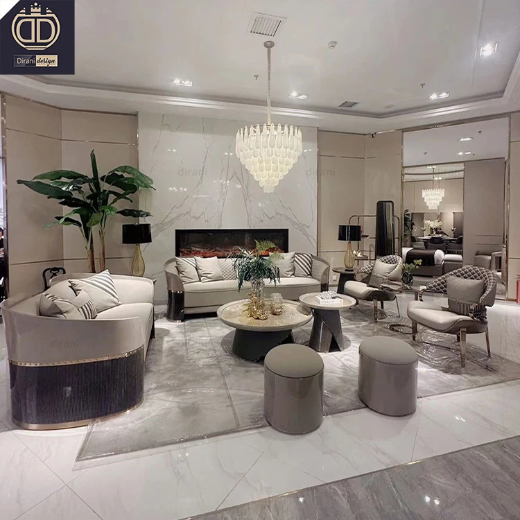 solid wood leather luxury house villa entry hall furniture villa apartment projects customized furniture