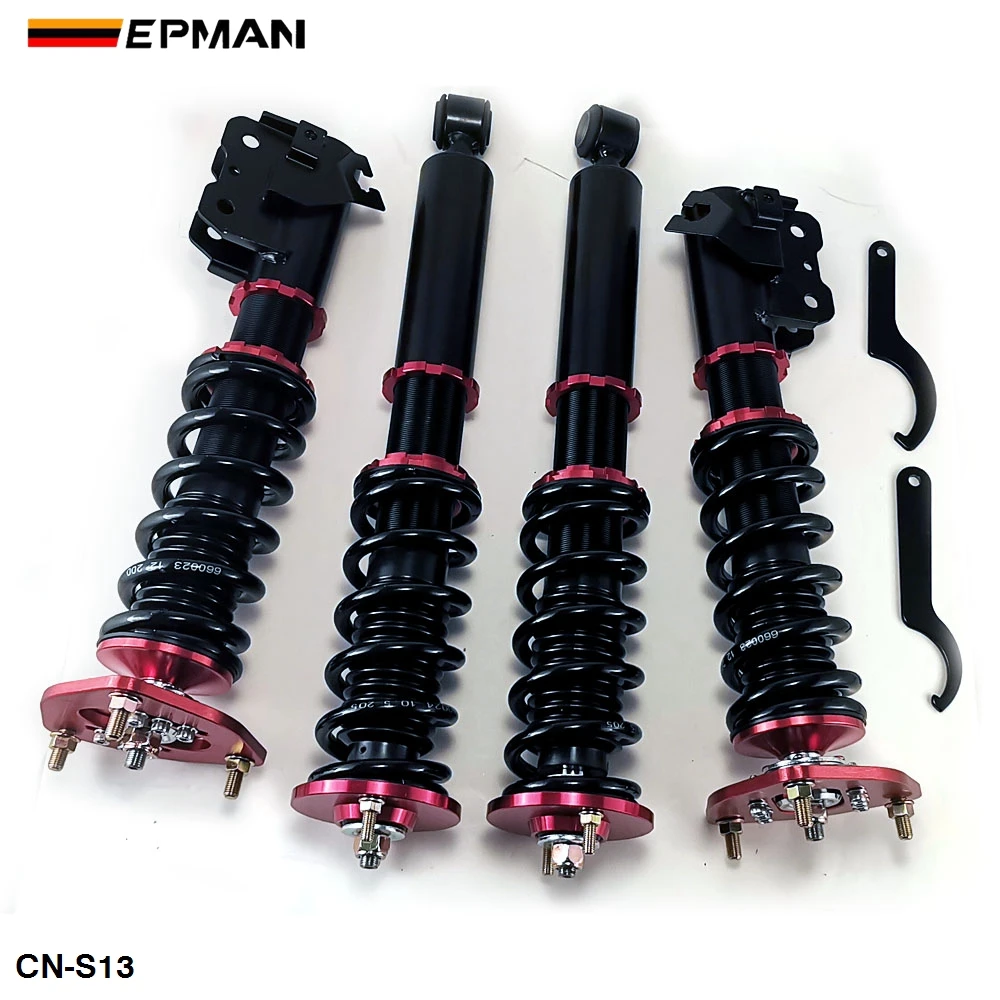 EPMAN Coilovers Spring Struts Racing Suspension Coilover Kit 16 Way Shock Absorber for Nissan 89-94 240SX S13 CN-S13