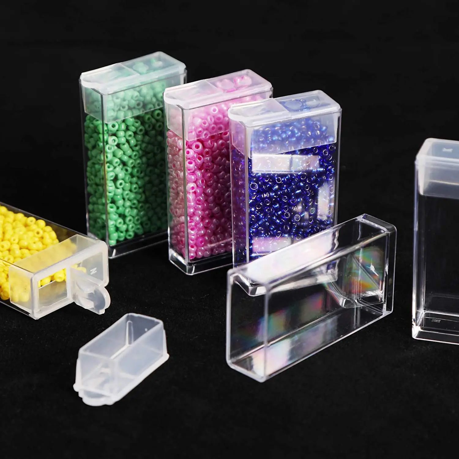 21886  4pcs Findings storage box Bead Container Diamond Painting Seed Bead Small Storage Containers With flip top