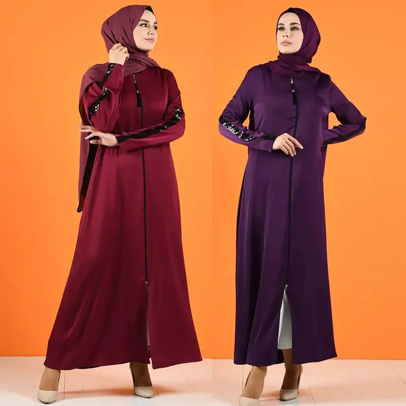 Beautiful muslim abaya islamic clothing long islamic dress for ladies iraq turkish abaya women muslim dress with zipper
