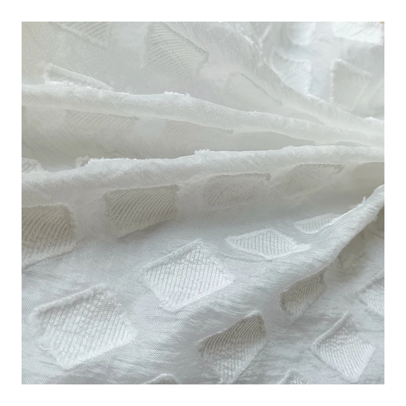 Ткань из полиэстера и нейлона с алмазным зажимом, белая клетчатая саржевая ткань в клетку для женской одежды