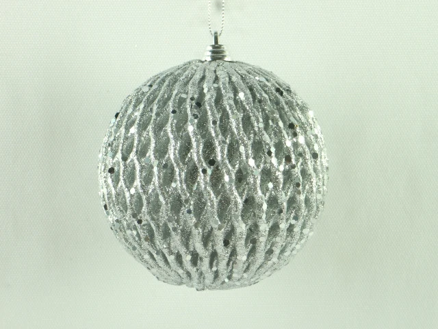 Hot Sale Christmas Tree Hanging Ornament Custom Sliver Foam Glitter  Christmas Balls Ornaments for Home Decoration