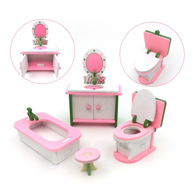 
Wholesale Bass Wood Doll House Furniture Small Toys For Kids Wooden Miniature Furniture 