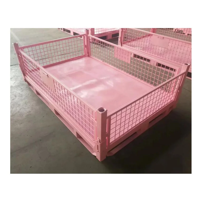 mesh box wire cage metal bin storage container steel wire mesh pallet container cage storage pallet basket box container