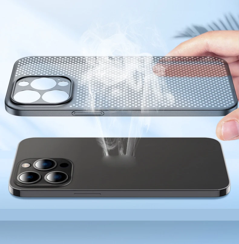 Grid Cooling Ultra Thin Shockproof Phone Back Cover Case For Iphone 15 pro max 14 plus 13 12 11 Heat Dissipation Cell Phone Case