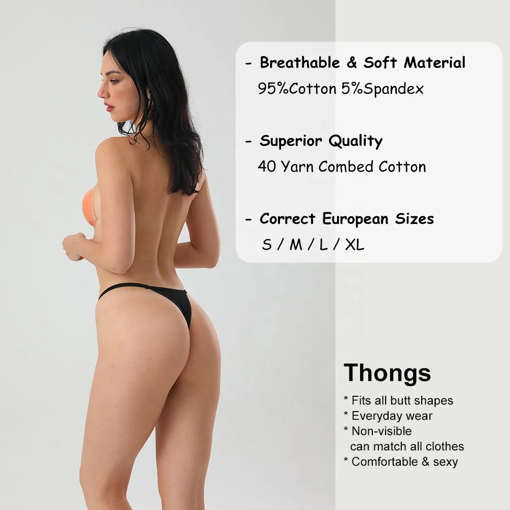 Low-Rise Cotton G String Lingerie for Women Breathable and Solid Pattern Sexy T Back Thong Bikini With No Transparent Panties