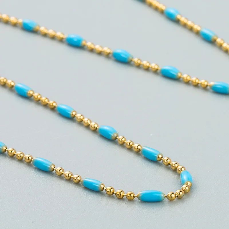 Stainless Steel Chain Plus Drop Oil Mixed Color Beads for Jewelry Making Bracelet Necklace Accessories Wholesale