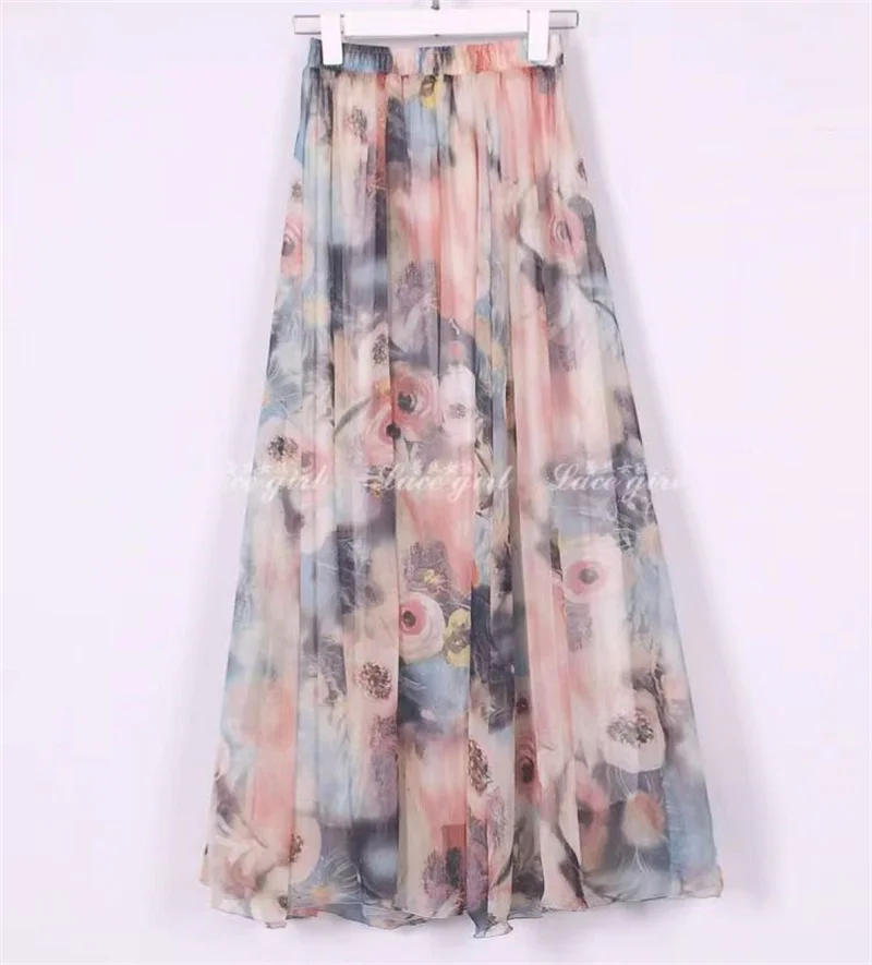 2016 Spring Summer Vintage Bohemia Fashion Printed Skirt Maxi Women Full-Length Elastic High Waist Ladies Pattern Skirts