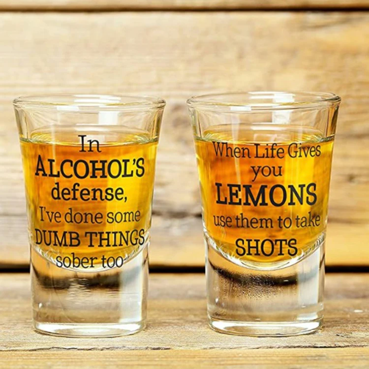 Factory Price 1.5oz Heavy Base Party Game Logo Bullet Shot Glass