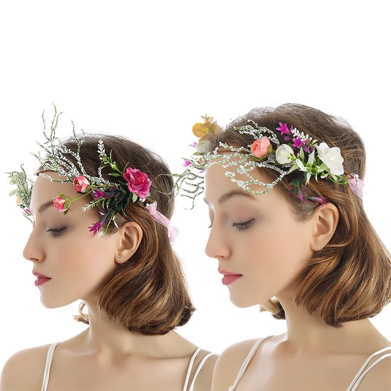 
 Новый дизайн, цветочный венок, повязка на голову, богемный Свадебный венок невесты, аксессуары для волос  