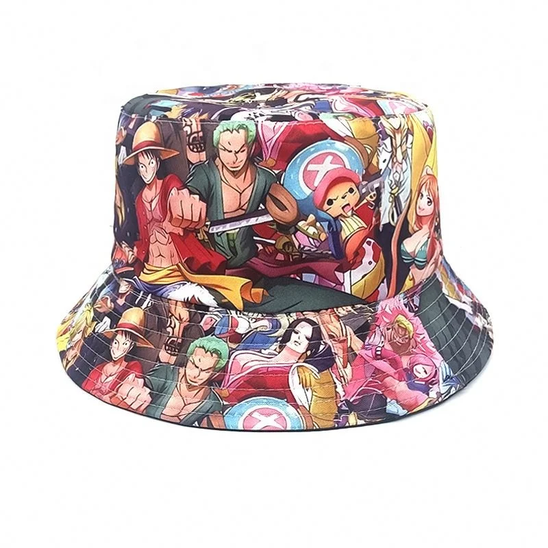 anime One Piece printing bucket hat men women double-sided sun hat Sea King sun hat