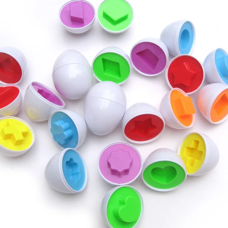 Whosale 6 pairs kids children learning colors shapes educational smart twist match eggs toys