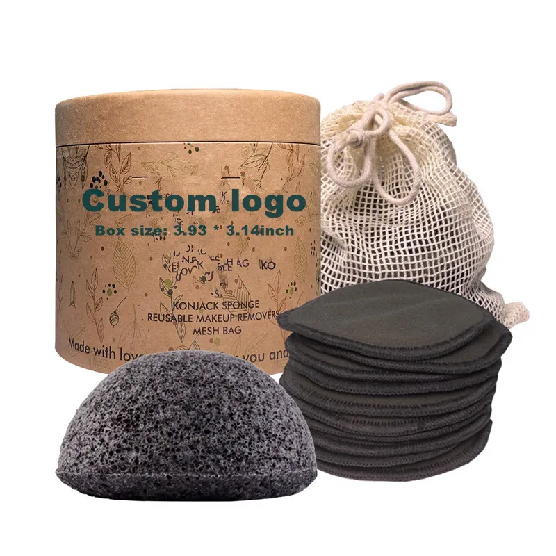 
Accept OEM 100% Recyclable Material Face Cleaning Pads Bamboo Cotton Charcoal Reusable Makeup Remover Pads 