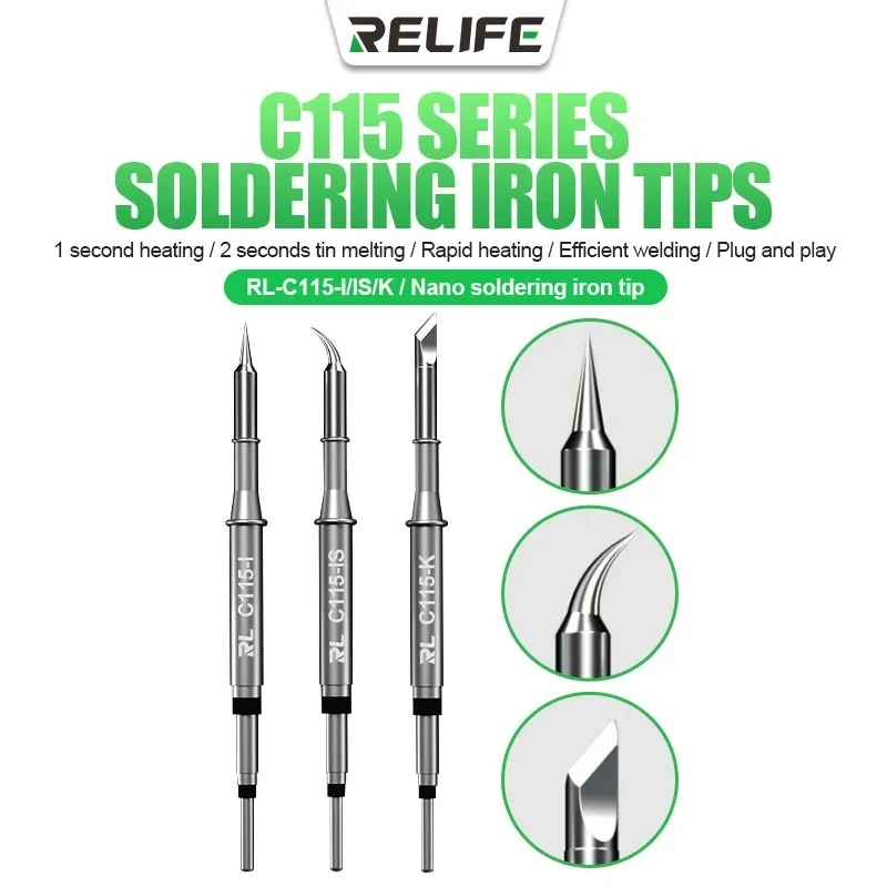 Relife RL-C115 Series Soldering Iron Tips For Soldering Stations JBC Efficient Welding Plug And Play Nano Soldering Iron Tips