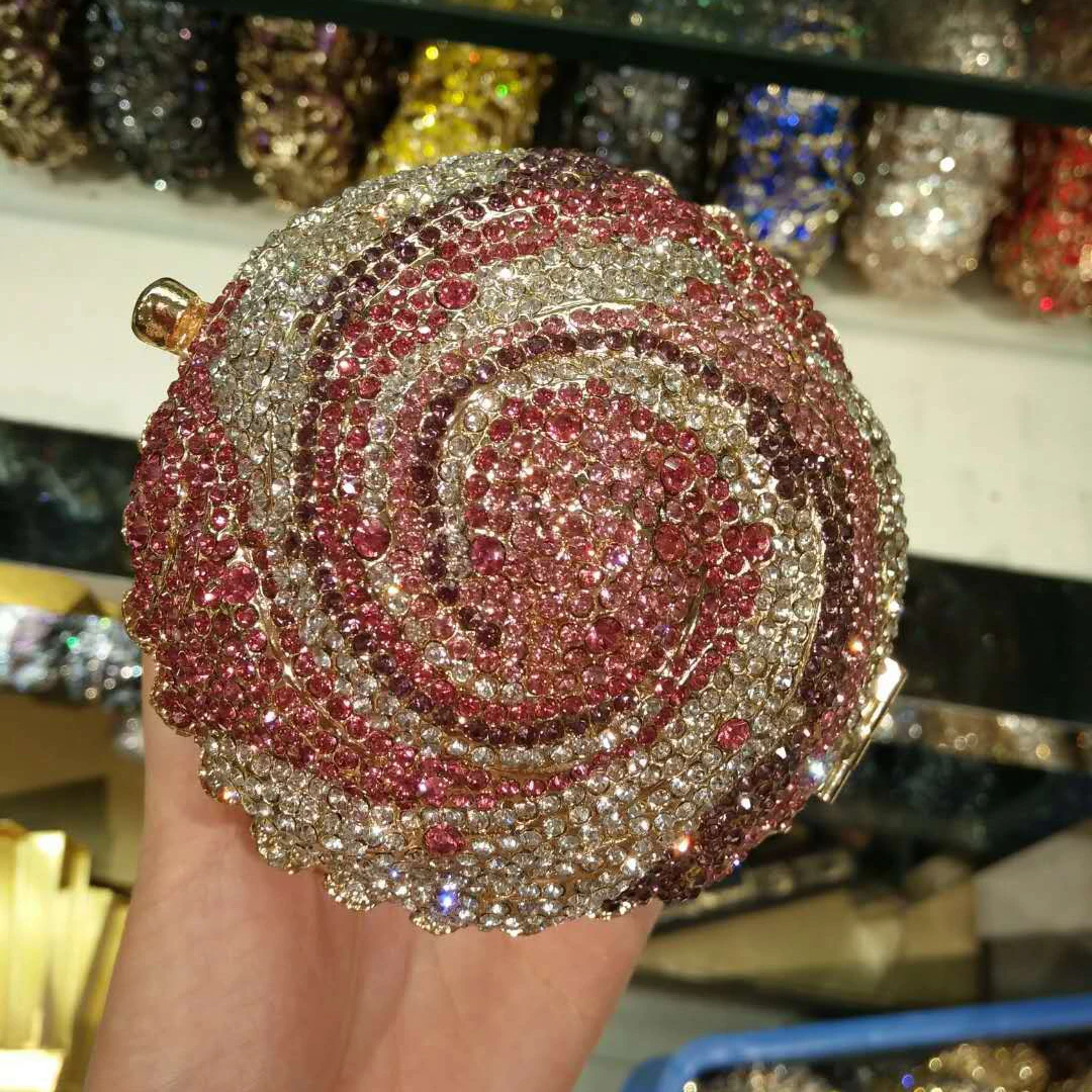 Rhinestone Diamond Full Paved Cute Cup Cake Evening Clutch Ice Cream Women Bags Wedding Shiny Handbags