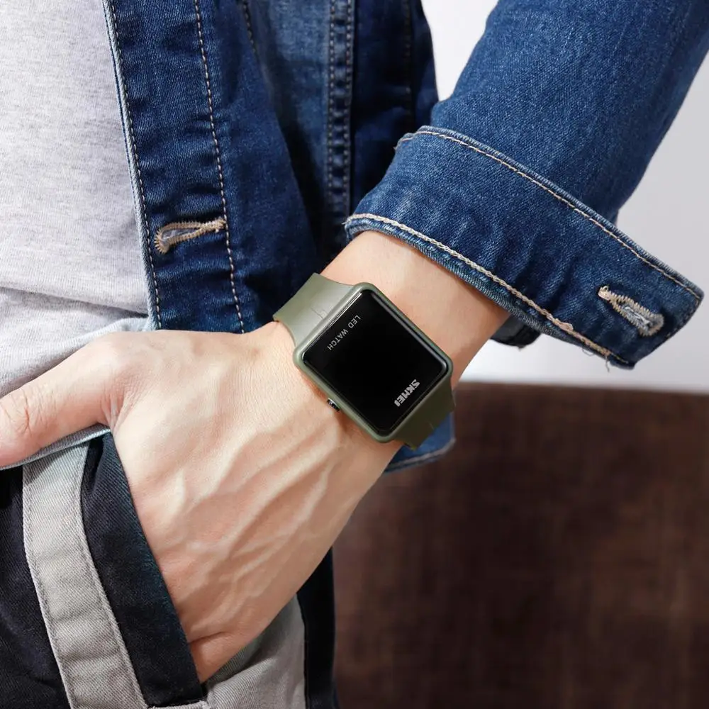 
SKMEI Simple Sport LED Light Big Figure Display 3Bar Waterproof Colorful PU Strap Men Women Digital Watch 