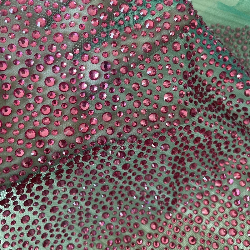 Fashionable Dense Crystal Starry Tulle Fabric with Various Sizes of Rhinestones and Colors