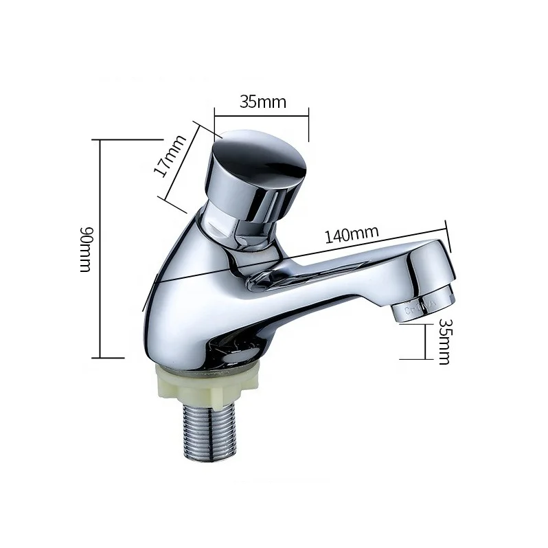 Ningbo Metalique Public Kitchen Bathroom Chrome Plated Self Closing Water Saving Time Delay Faucet Time-lapse faucet