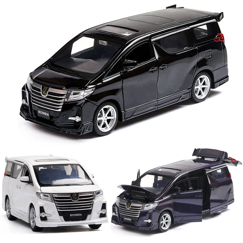 1:32 TOYOTA ALPHARD MPV die cast car model toy for kids 15cm pull back simulation alloy car With Sound/Light