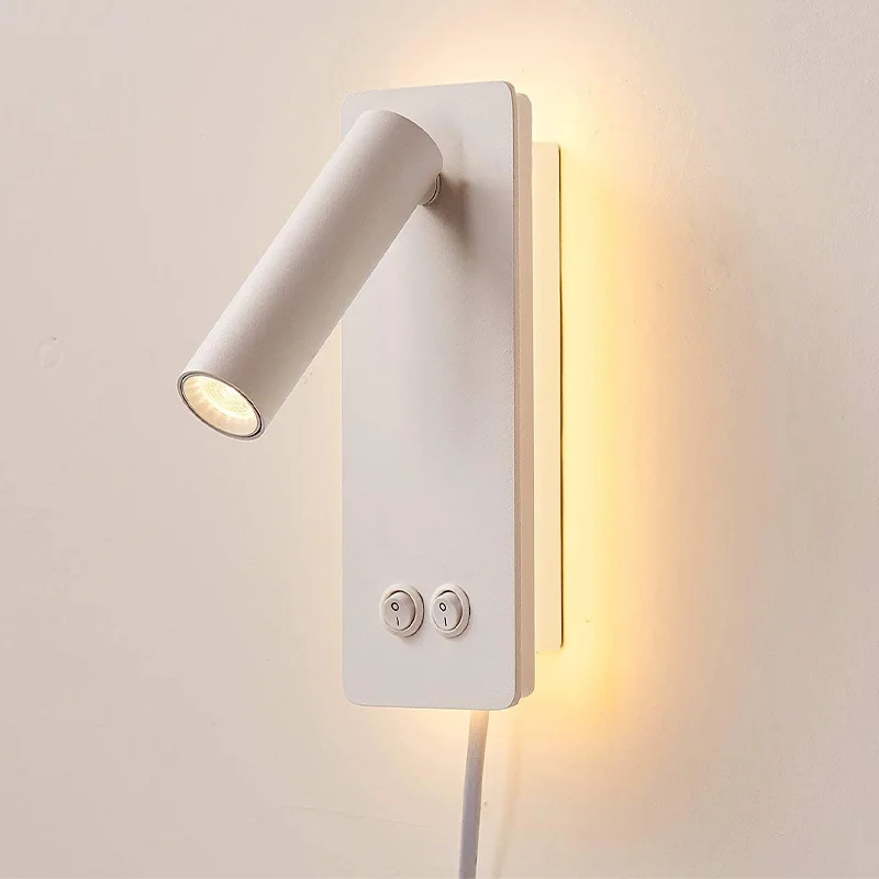 Hotel Project Bedside Adjustable  Surface Mounted Led Flexible Gooseneck Plug In Wall Lamp LED Reading Light For Bedroom
