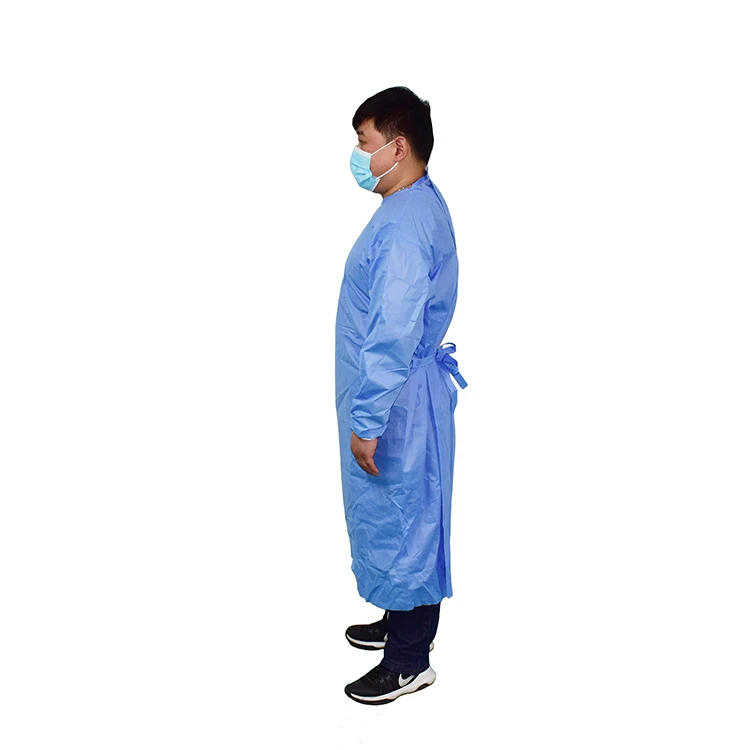 
Yourfield 65GSM SMS+PE Blue Trip Disposable Medical CPE Gown Level 4 