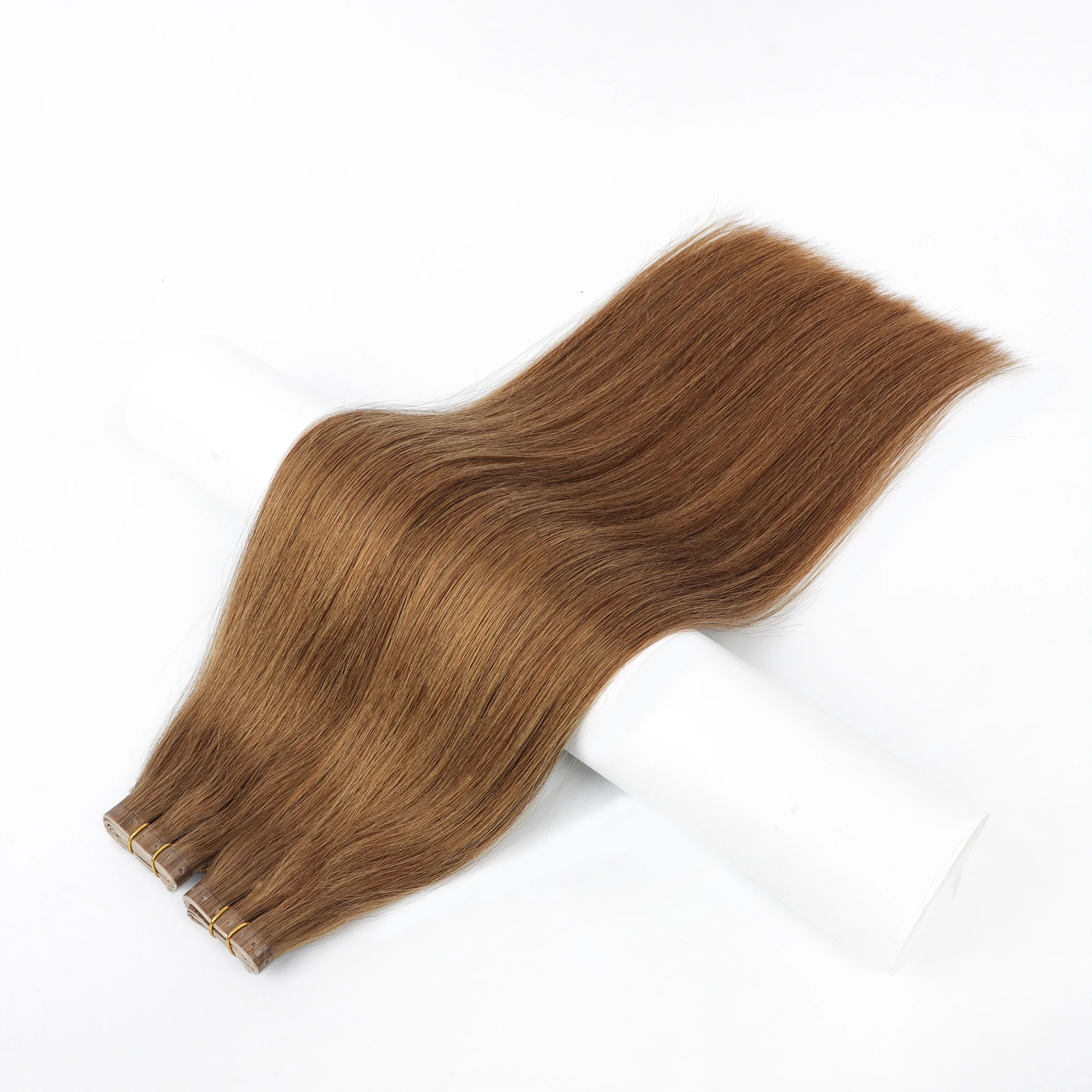 Wholesale Cuticle Aligned Hole PU Weft Double Drawn Russian Virgin Human Hair Butterfly Weft Hair Extensions