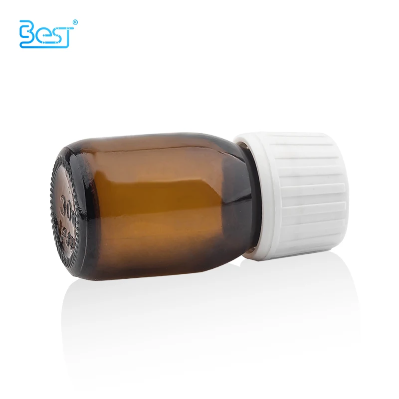 60 ml 30 ml 2 oz 1 oz vitamin amber oral liquid glass bottle with tamper proof cap and box packaging