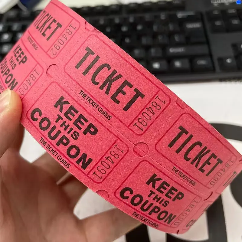 Unique design hot sale 1000 tickets per roll green yellow red blue raffle ticket roll