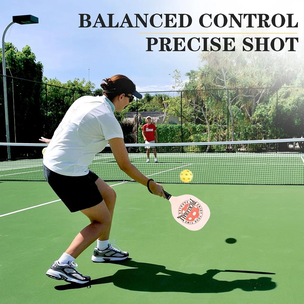 Thickness wood pickleball paddles 2 pack set kids sport training game wooden pickle ball rackets toy with ball for beginners