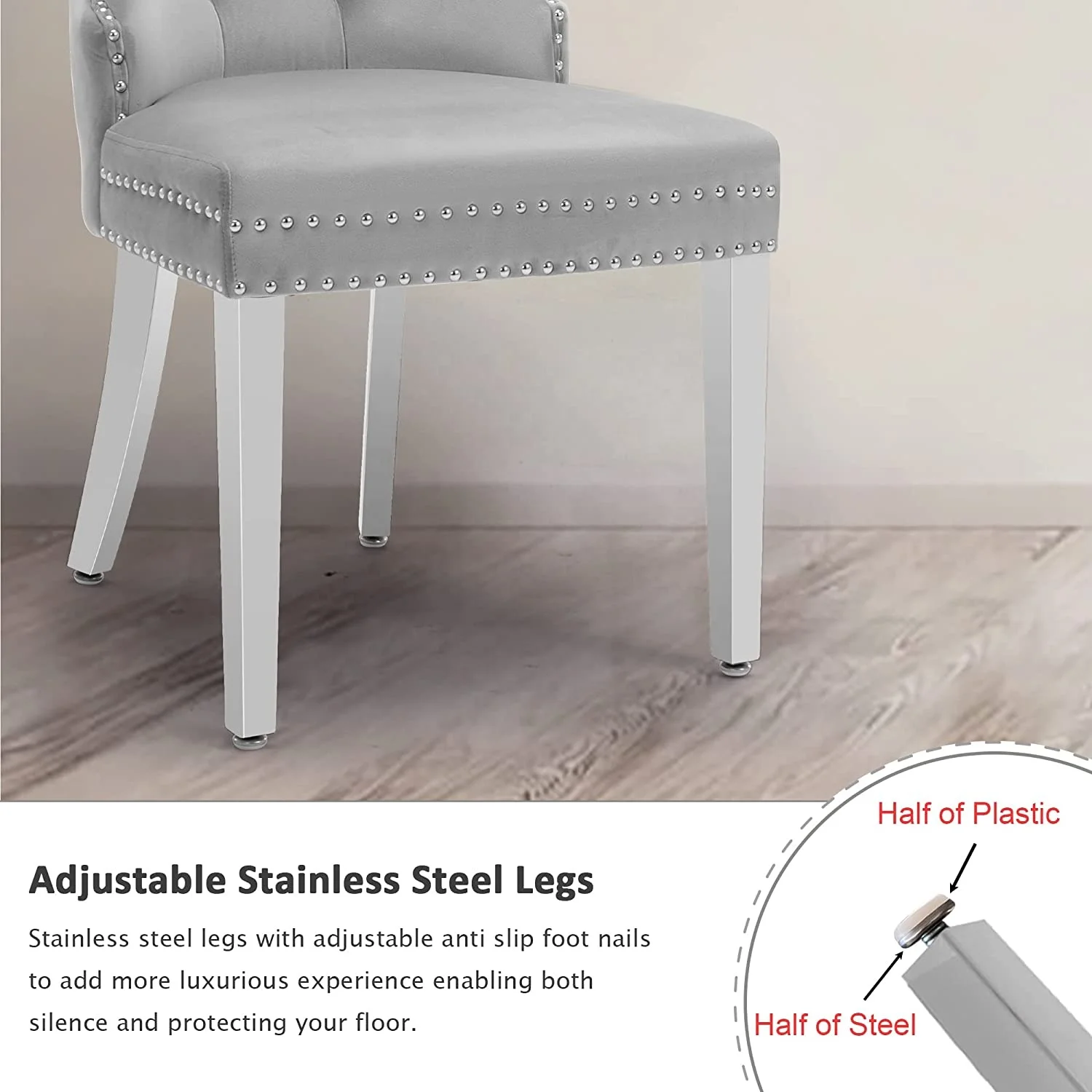 European Hot sale wholesale Popular velvet dining chairs grey soft fabric chairs with button dinning chairs for restaurant