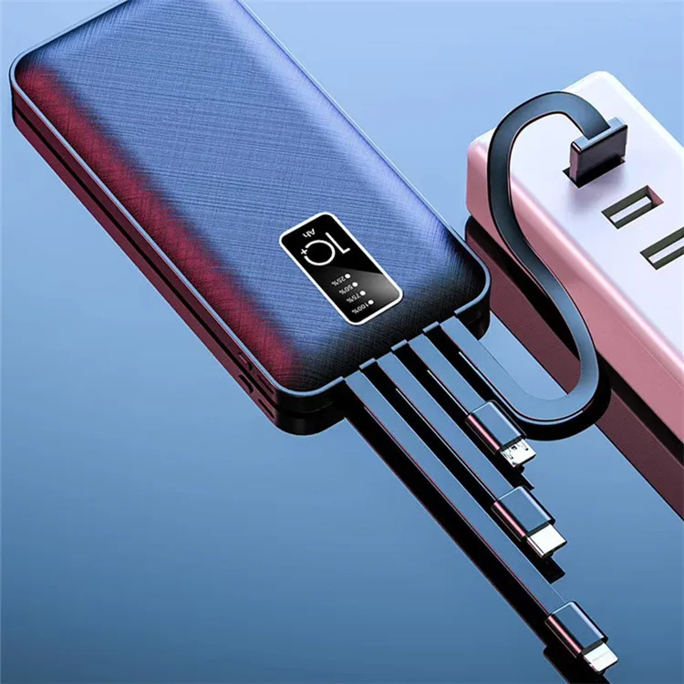 Fast Charging Power Banks 10000mah 4 in1 Built in Cables powerbank for camping