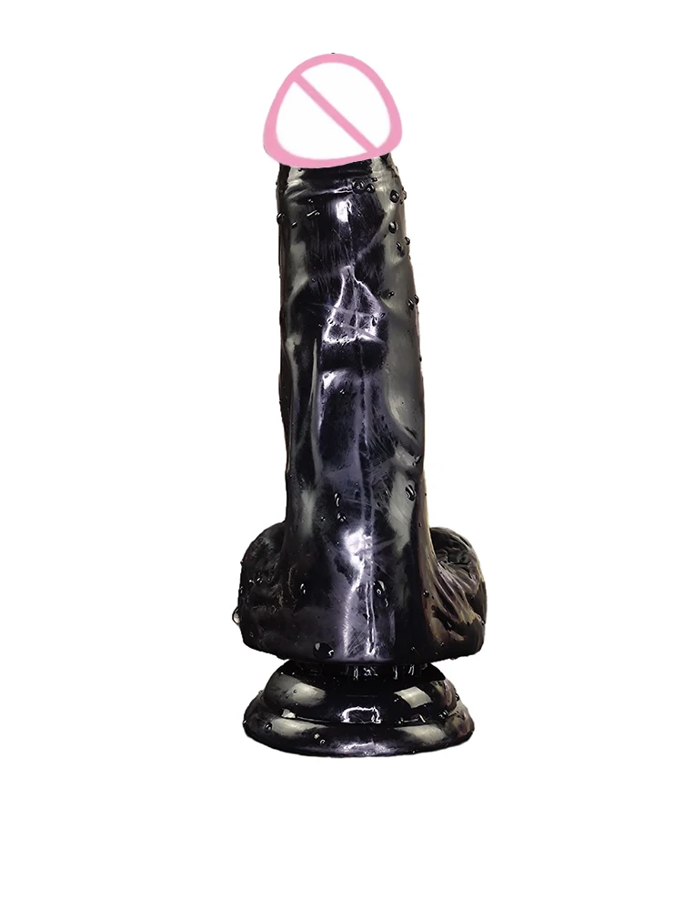 Xtoy Sexshop 18cm Black Adult Dildo Sexy Toy Crystal Realistic Seks Dildo Saxy Toy with Strong Suction Cup Sex Toys for Women