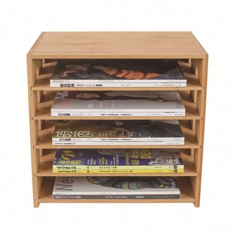 Desktop Wooden Document Organizer Magazine Rack File Holder