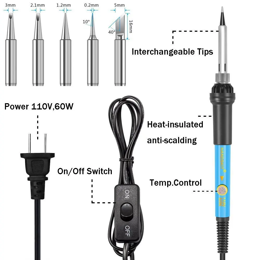 handskit 936  Soldering Iron kit  110V 220V 60W   With  Solder wire 20g  desoldering  sucker   wick  on/off soldering  iron