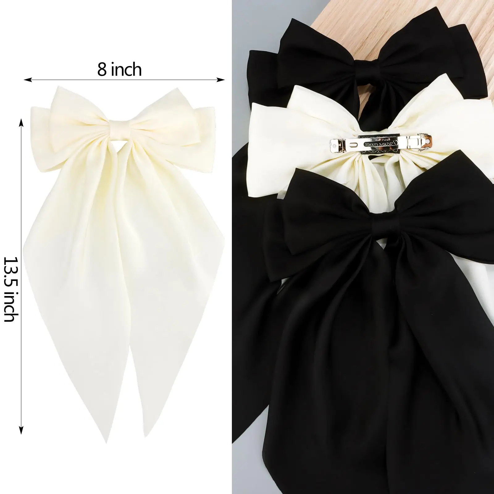 Elegant Hair Grips Pink Lady Hair Accessories Simple Hair Bow Clip With Long Tail Sweet Satin Ribbon Bow Barrettes For Women