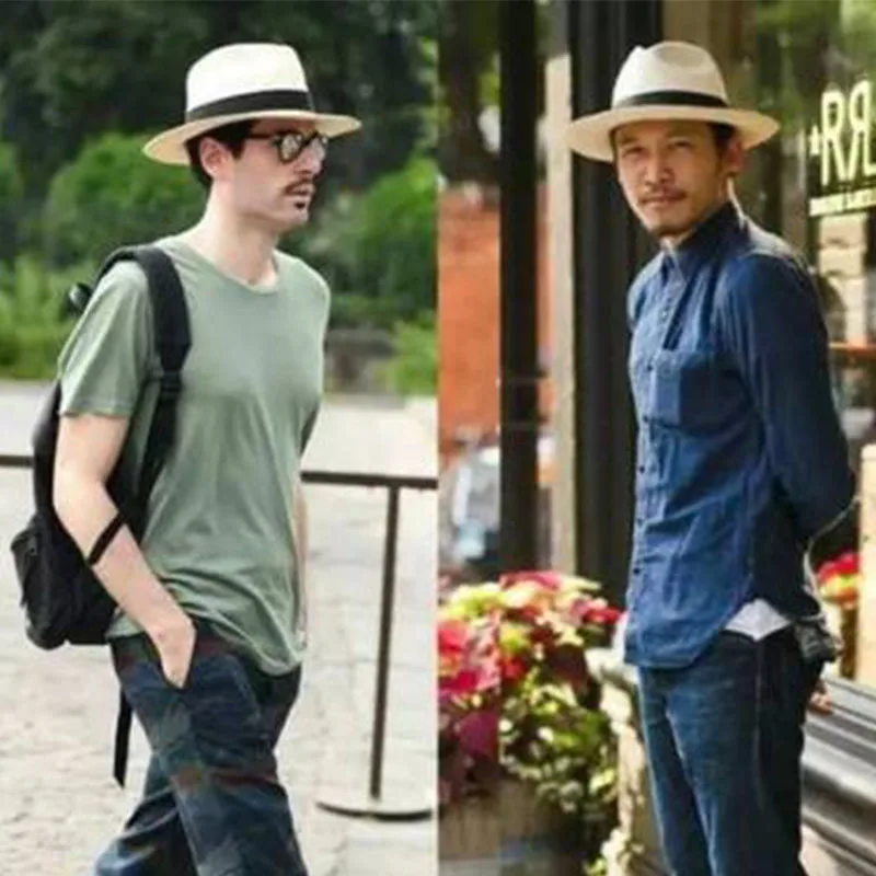 Custom Unisex Sun Hats for Summer Beach UV Protection Panama Paper Hats for Women Men Straw Sun Hats with Chinstrap Factory