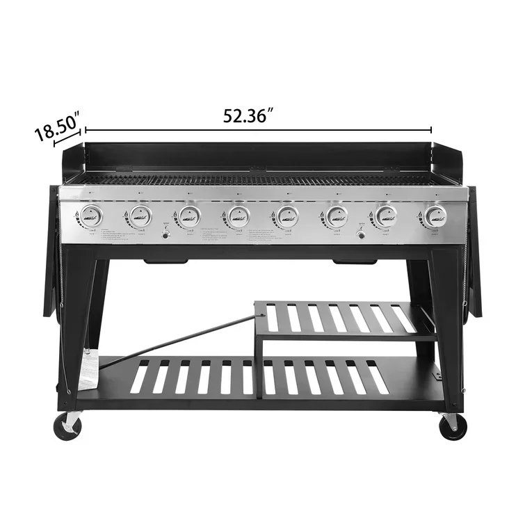 Hot Sales 8 Burner Backyard BBQ Grills Commercial Propane Grill Outdoor Barbecue Oven