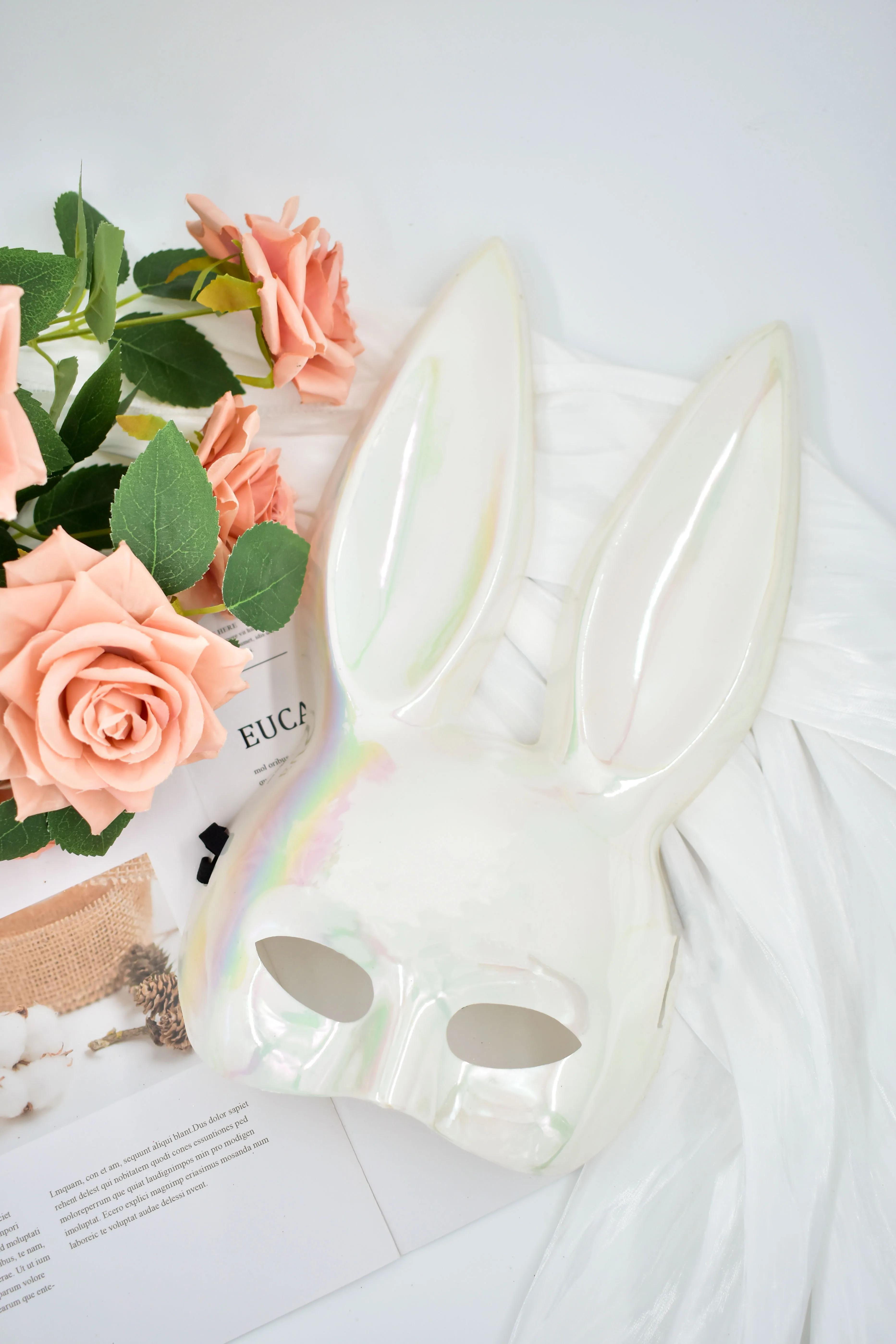 Easter Cosplay Props Rabbit Ears Masks Laser Bunny Half Face Mask Sexy Girls Carnival For Custom Party Gift