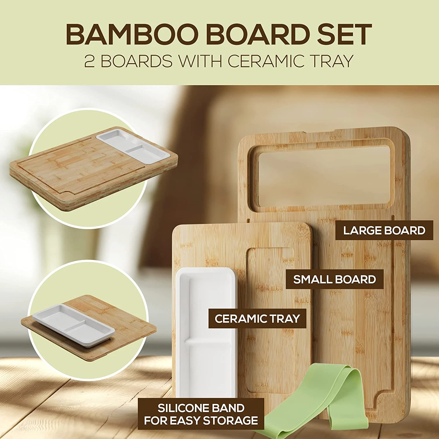 Addreen Factory Wholesale Rectangular Large Multi Functional Epoxy Resin Olive Wood Chopping Serving Bamboo Cutting Board