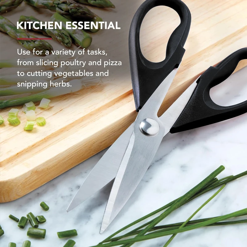 Heavy Duty Herb Scissors Cooking Meat Kitchen Shears with Protective Sheath Black Stainless Steel Kitchen Scissors For Food