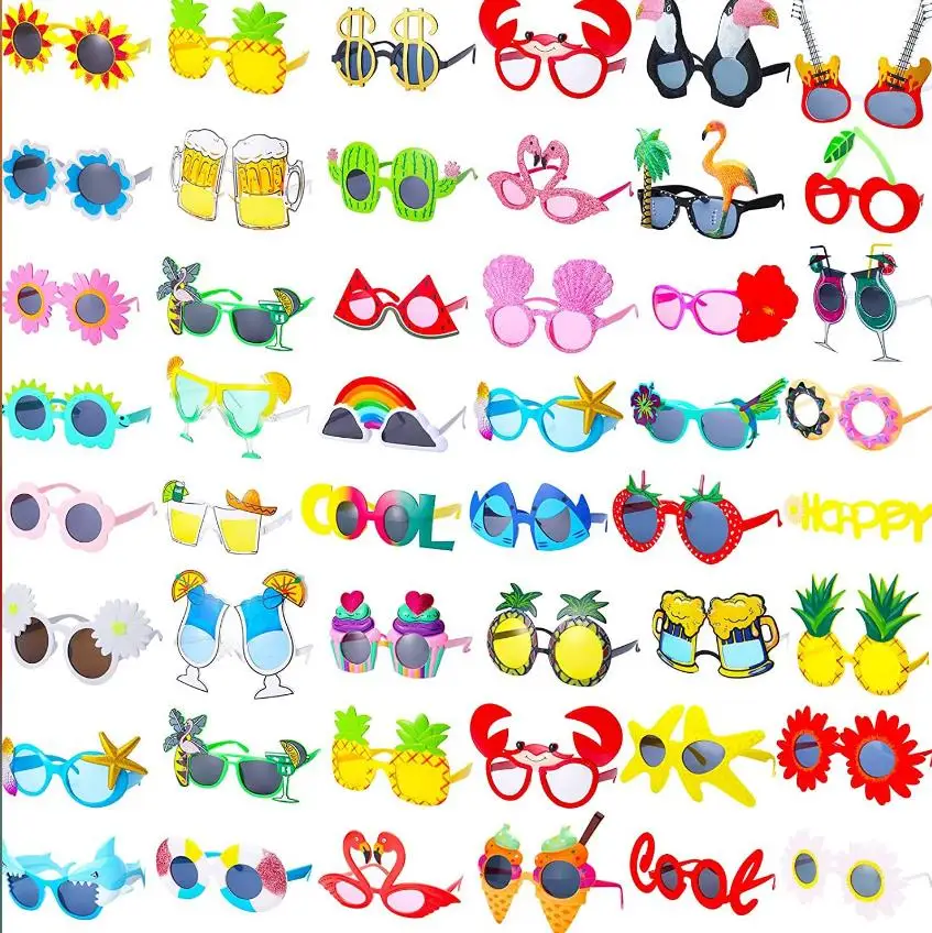 Luau Party Sunglasses Funny Hawaiian Glasses Tropical Fancy Dress Props Fun Summer Beach Themed Party Birthday Decor Various