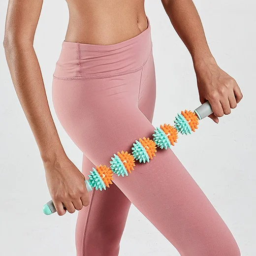  Gym Muscle Massage Three Balls Roller Yoga Fascia Stick Body Relax Tool Sticks Point Spiky