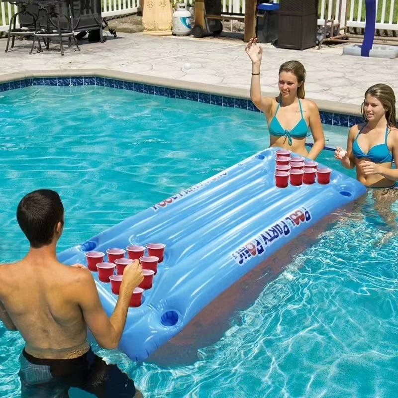 Party Pool Game Cup Hole Floating Outdoor Inflatable Ping Pong Floating Diy Pool Beer Pong Table